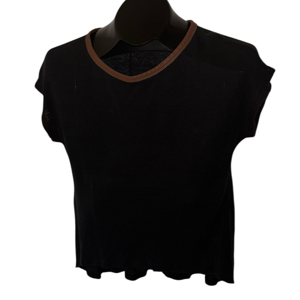 Sandro crewneck panel edge top Sz M